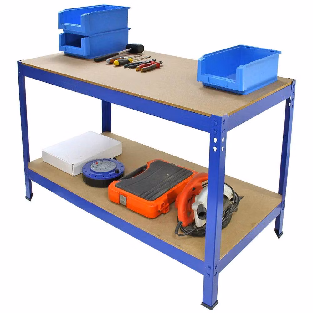 Monstershop Q-RAX Blue Heavy Duty Metal Workbench with 2 Shelves, W/D/H: 100 x 90 x 60 cm – 3