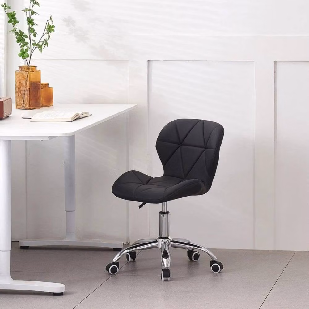 KORVIXA Black Synthetic Leather Swivel Task Chair for Home Office – 4