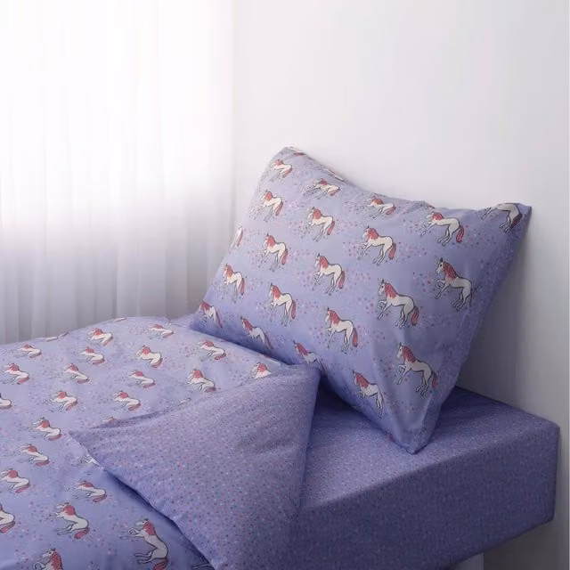 Rachel Riley Lilac Unicorn Cotton Duvet Set and Pillowcase for Children