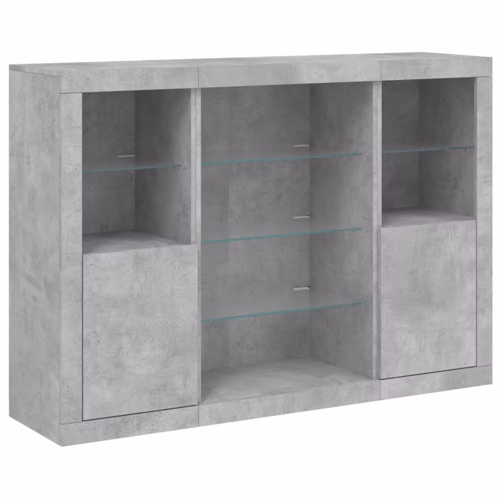 Berkfield Home 3-Piece Modern Sideboard Set with Integrated LED Lighting in Concrete Grey Matt Engineered Wood – 3