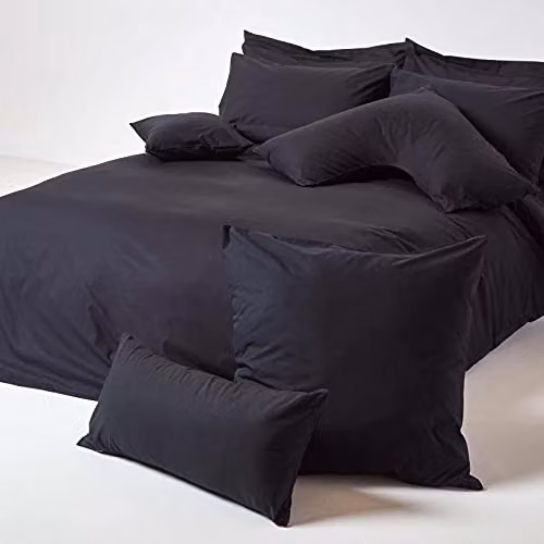 Homescapes Black Egyptian Cotton Percale Euro Pillowcase with Zip, W/D/H: 60 x 60 x 0 cm, 200 TC – 3