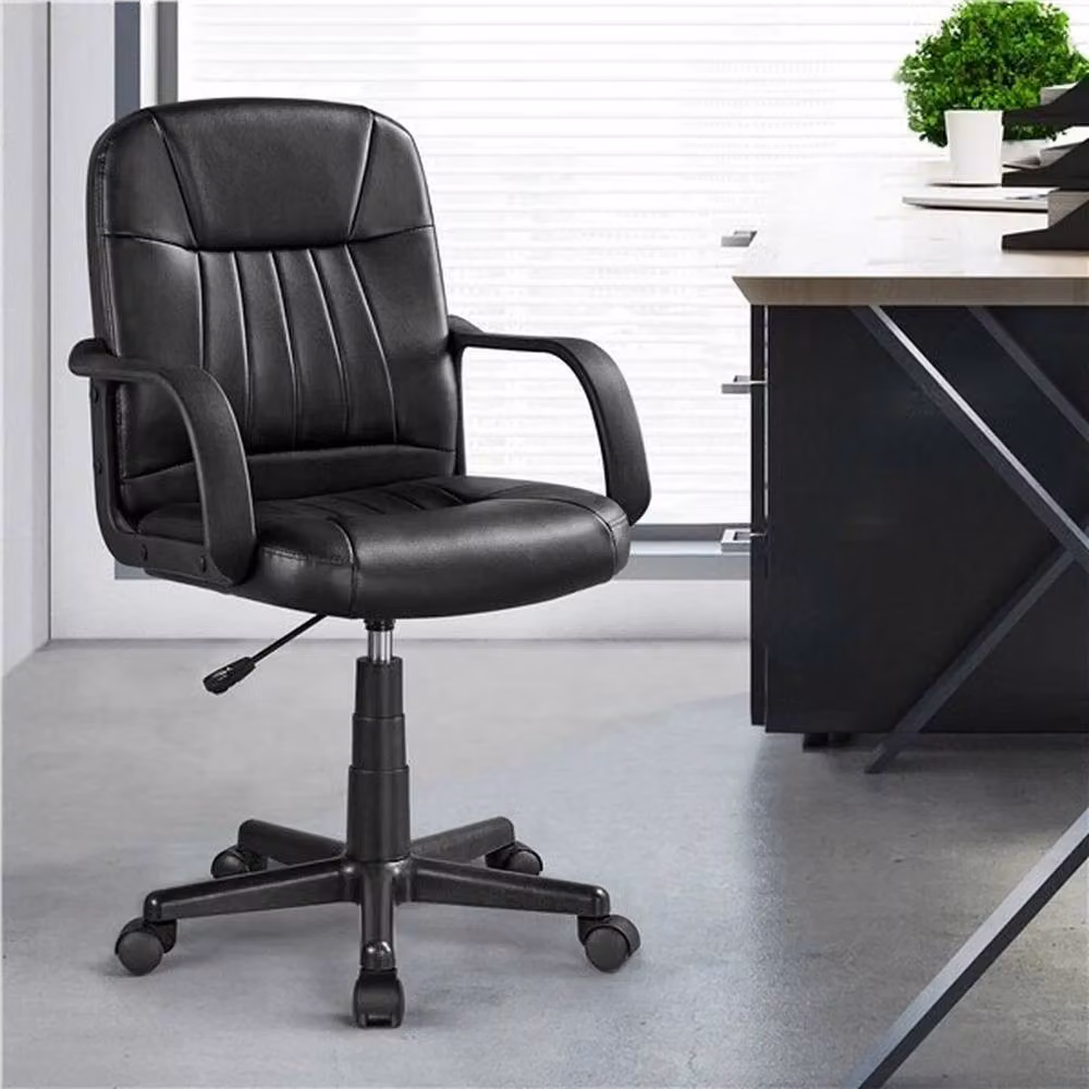 KORVIXA Black Synthetic Leather Gaming and Office Chair with Armrests and Castors – 4