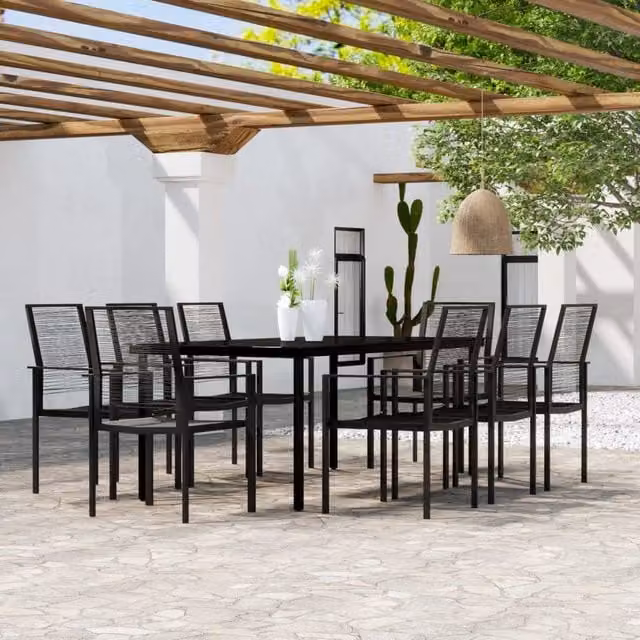 Berkfield Home 9 Piece Modern Garden Dining Set in Black