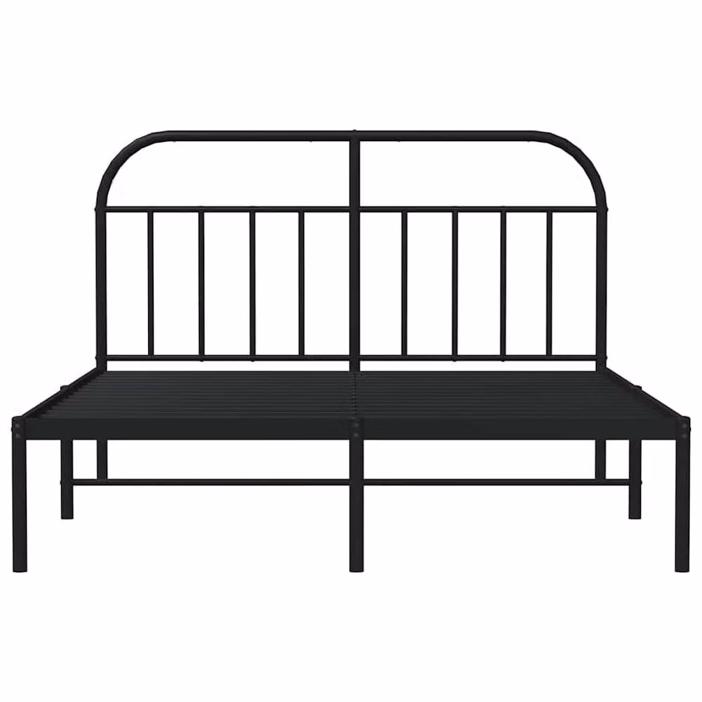Berkfield Home Metal Bed Frame with Headboard in Black, W: 150 cm, L: 200 cm – 2
