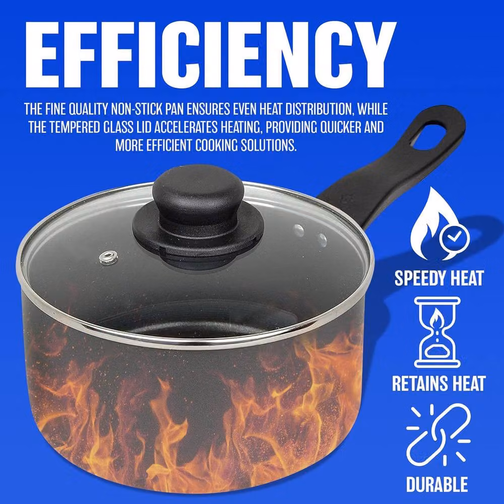 BARGAINS-GALORE Non Stick Milk Pan with Glass Lid, Black, Diameter: 20 cm – 4