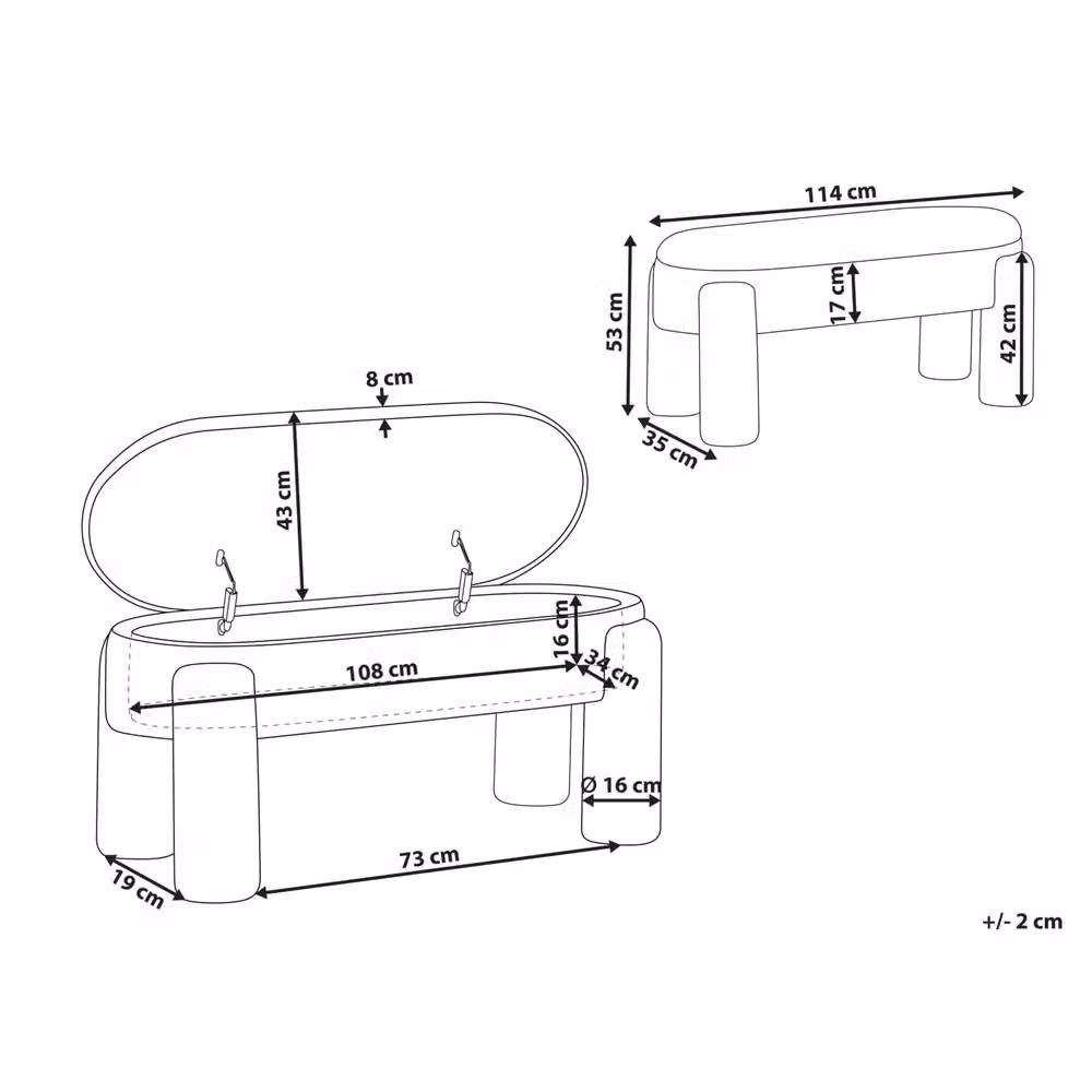 Wyld Haus White Bouclé Storage Bench, W: 114 cm, D: 43 cm, H: 53 cm – 2