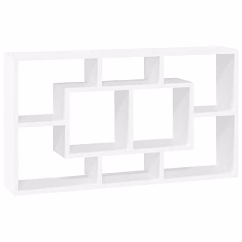 vidaXL Wall Mounted Cube Display Shelf with 8 Media Compartments in High Gloss White