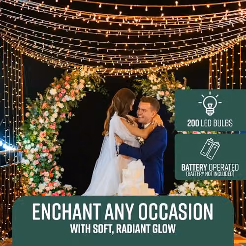 Globrite 200 LED Battery Operated Warm White Fairy String Lights with Remote Control and Timer – 2