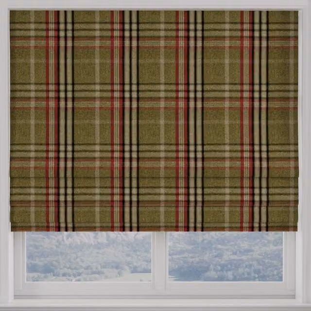 Terrys Green Checked Blackout Made to Measure Roman Blind
