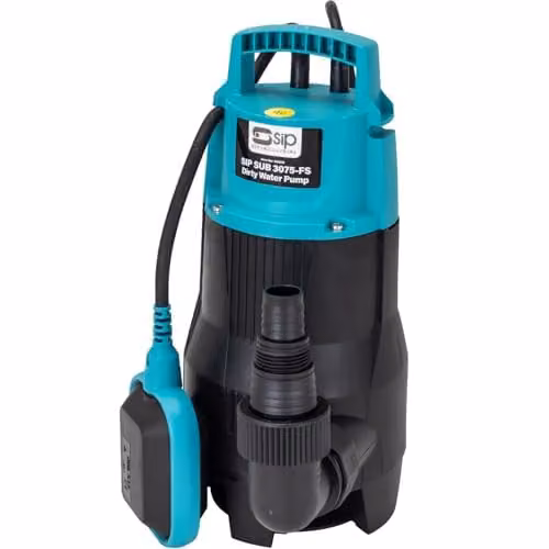 SIP SUB 3075 Submersible Dirty Water Pump 750W 14100L/hr with Float Switch, Black