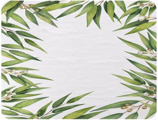 Benjamin Tate Design Floral Leaves Border Fleece Blanket in Green and Beige, W/D/H: 120 x 150 cm – 2