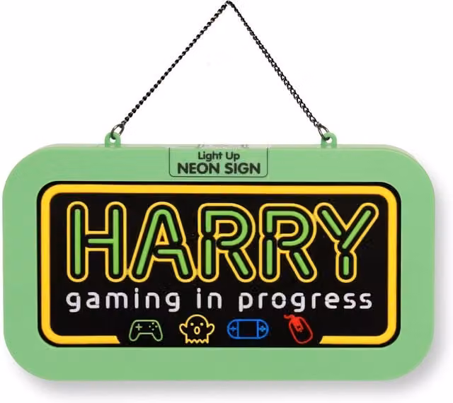 History & Heraldry Harry Pre-personalised Light-Up Neon Bedroom Sign in Green