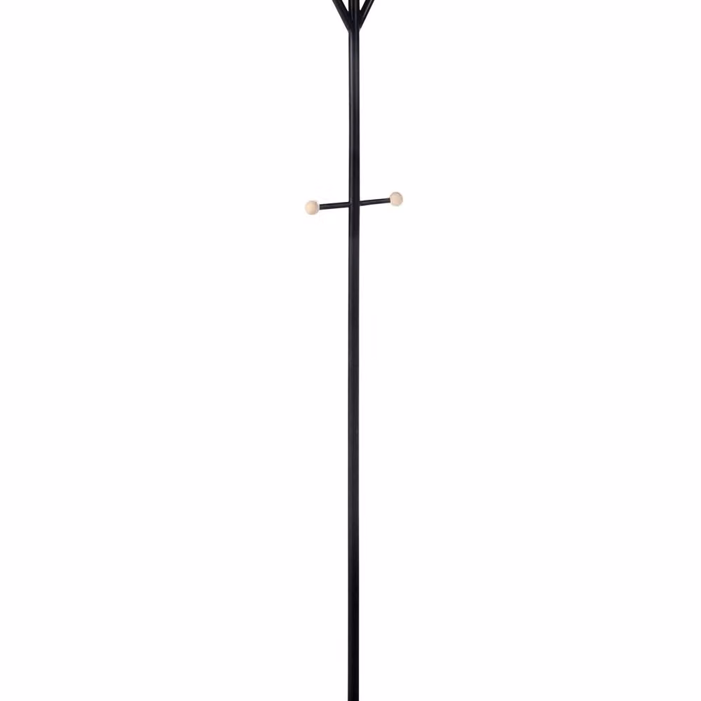 Wyld and Coco Freestanding Post Tree Coat Rack in Matt Black Metal and Wood, Height: 130 cm – 2