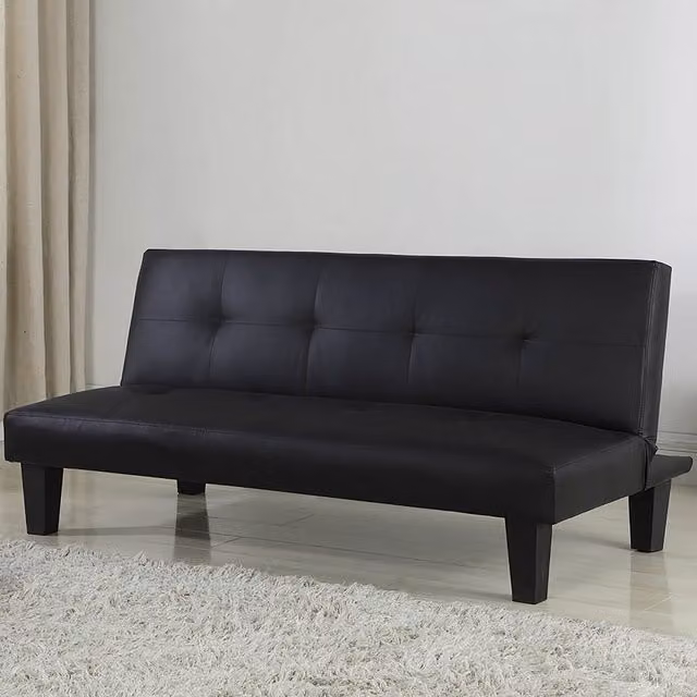 Birlea Franklin Black Synthetic Leather Click Clack Sofa Bed with Solid Wood Frame