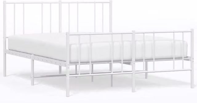 Berkfield Home Metal Bed Frame with Headboard and Footboard, White, W: 160 cm, D: 200 cm