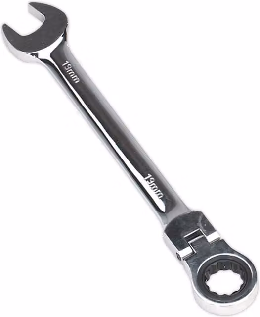 Loops 19mm Flexible Ratchet Combination Spanner in Silver Chrome Vanadium