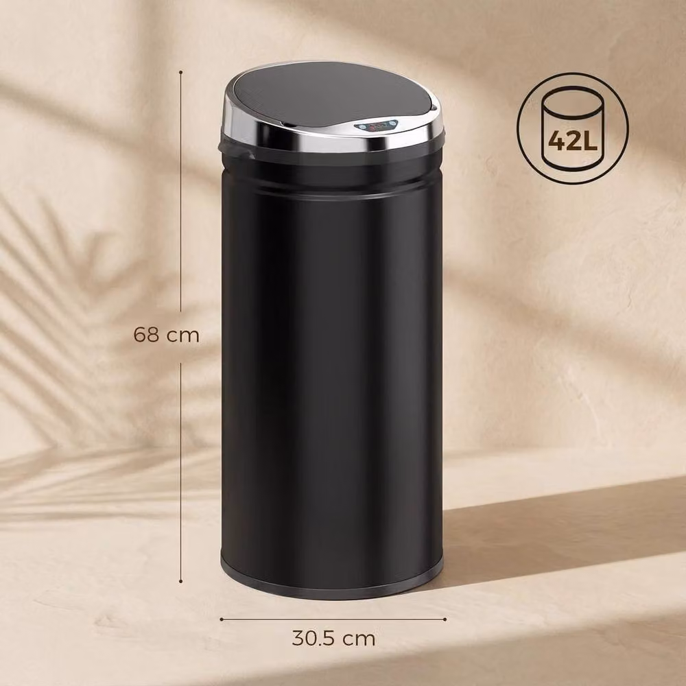 KORVIXA Black Galvanised Steel Automatic Sensor Dustbin with Soft Close, W/D/H: 30.5 x 42 x 68 cm – 2