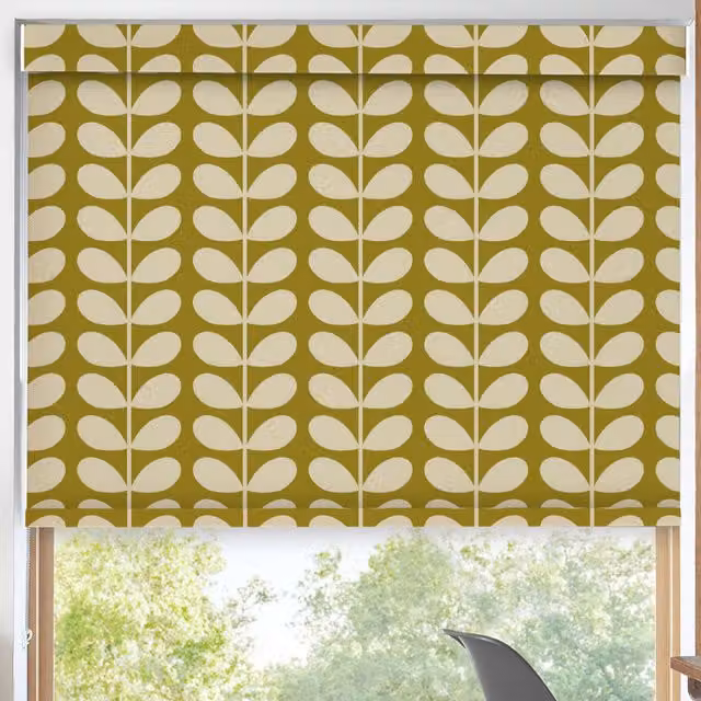 Orla Kiely Solid Stem Made to Measure Translucent Roller Blind in Seagrass Green and Yellow