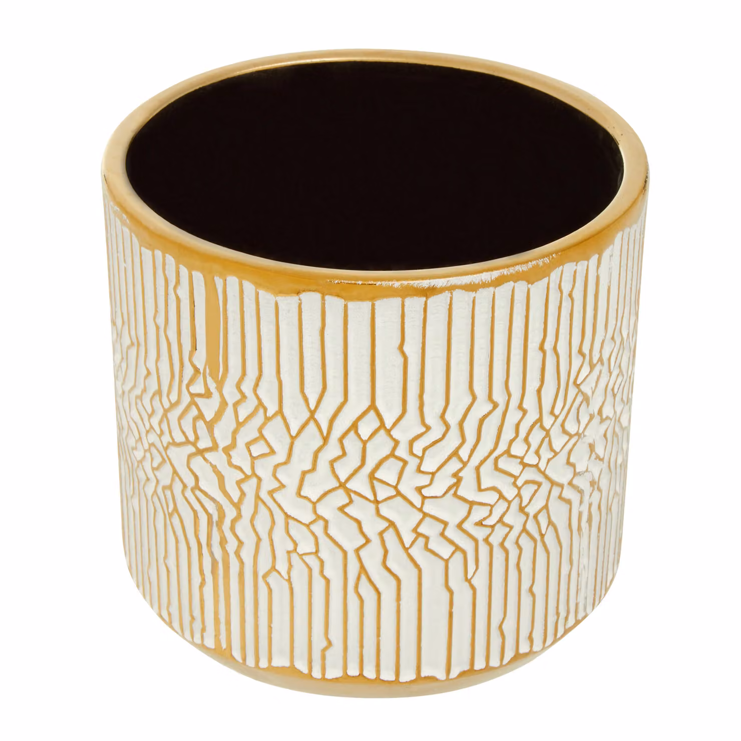 Orsina Honna Small White and Gold Ceramic Tabletop Planter – 2
