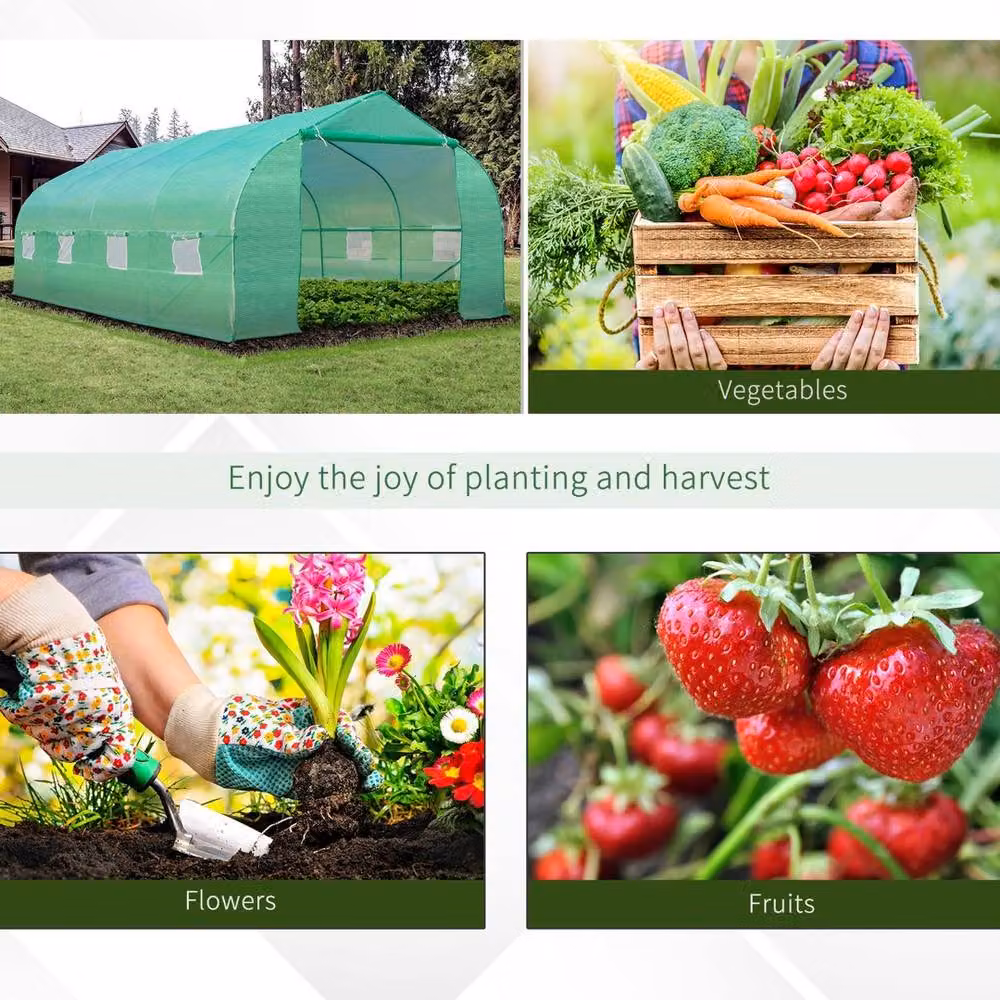 Kelvenix Large Green Walk in Polytunnel Greenhouse with Roller Window – 3