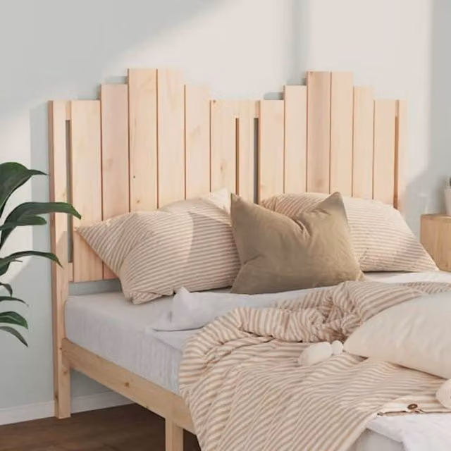 Berkfield Home Beautiful Bed Headboard in Natural Solid Pine Wood, W/D/H: 141 x 4 x 110 cm