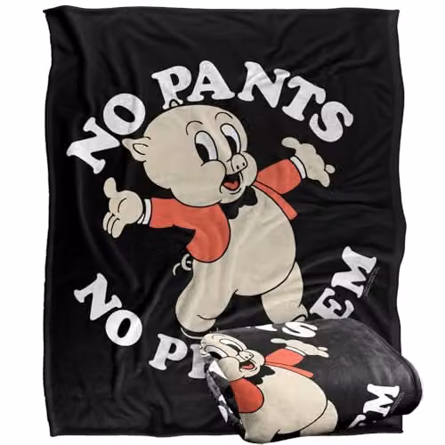 Warner Bros. Looney Tunes No Pants Super Soft Silky Touch Fleece Throw Blanket, Multicolour, W: 152.4 cm x H: 127.0 cm – 1