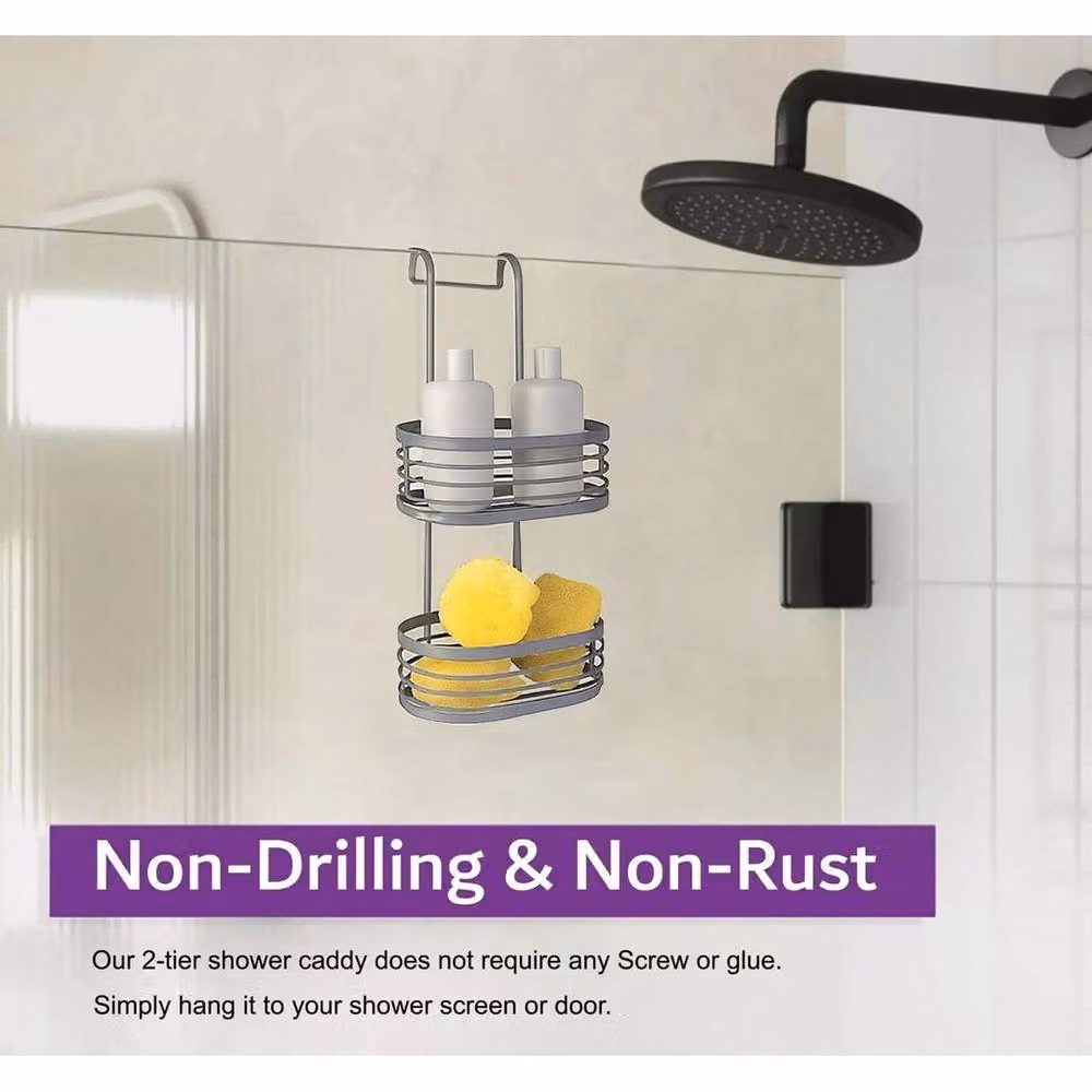 EONLION Hanging Rustproof Shower Caddy Organizer Rack in Grey – 2