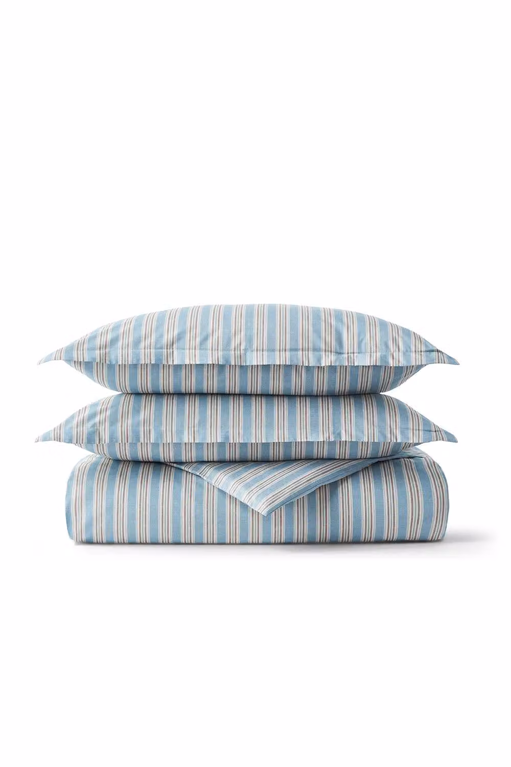 Christy Calder Stripe Cotton Percale Duvet Cover and Pillowcase Set in Blue, Pink and Green, W/D/H: 180 x 200 cm and 50 x 75 cm – 2