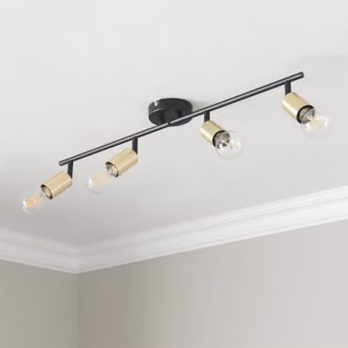First Choice Lighting Journey Set of 2 Adjustable LED Ceiling Spotlights in Matt Black and Gold – 2