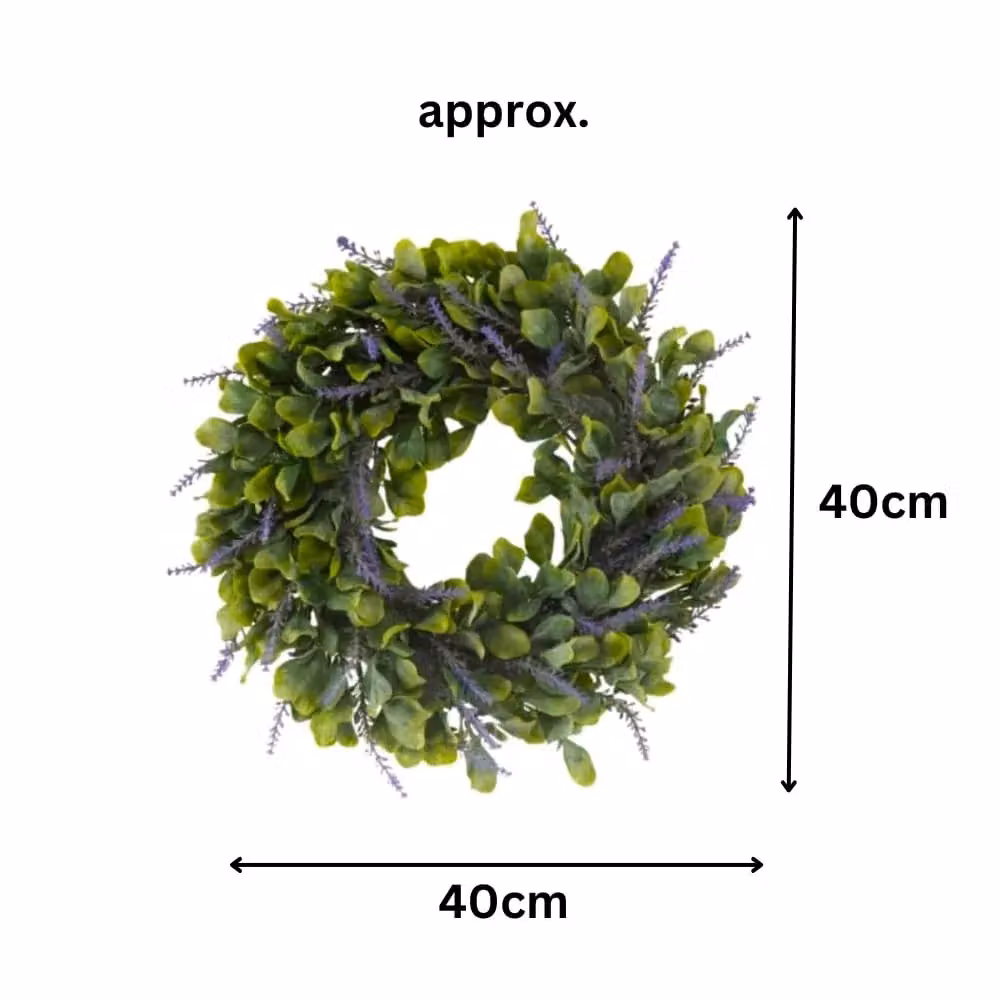 Marco Paul Round Artificial Lavender Floral Wreath in Green and Purple – 2