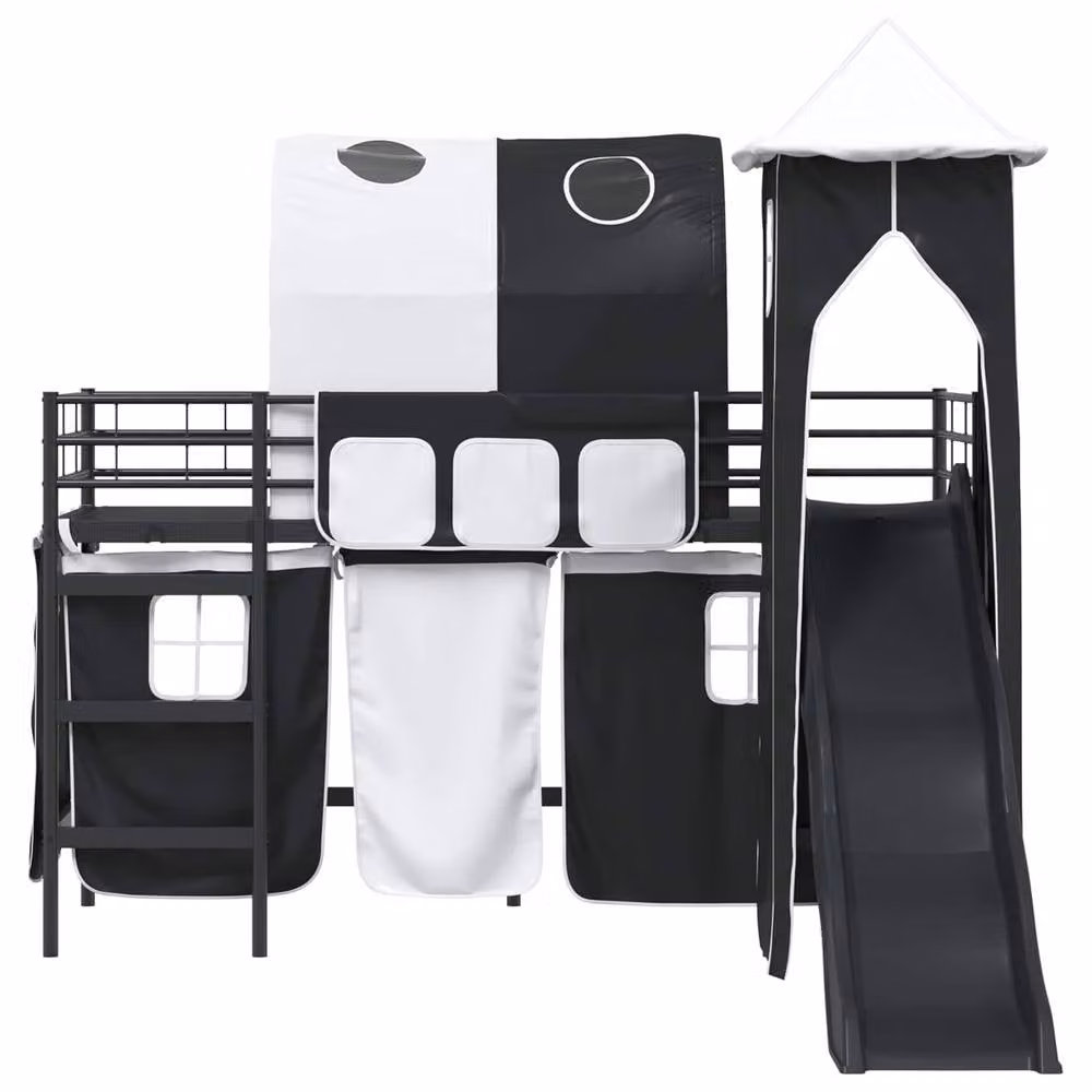 Berkfield Home Kids Loft Bed Frame in Black Metal, W: 75 cm x L: 190 cm – 4