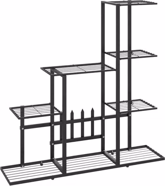 Berkfield Home Black Metal Flower Stand Planter, W/D/H: 94.5 x 25 x 88 cm