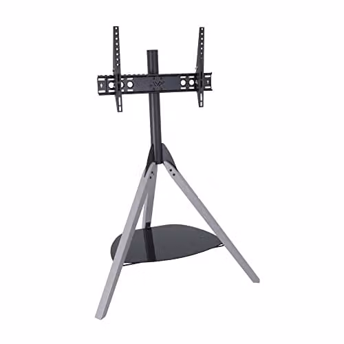 AVF Hoxton Free-standing Tripod TV Floor Stand with Grey Wood Legs and Black Glass Shelf for TVs 32 to 70 inches – 1