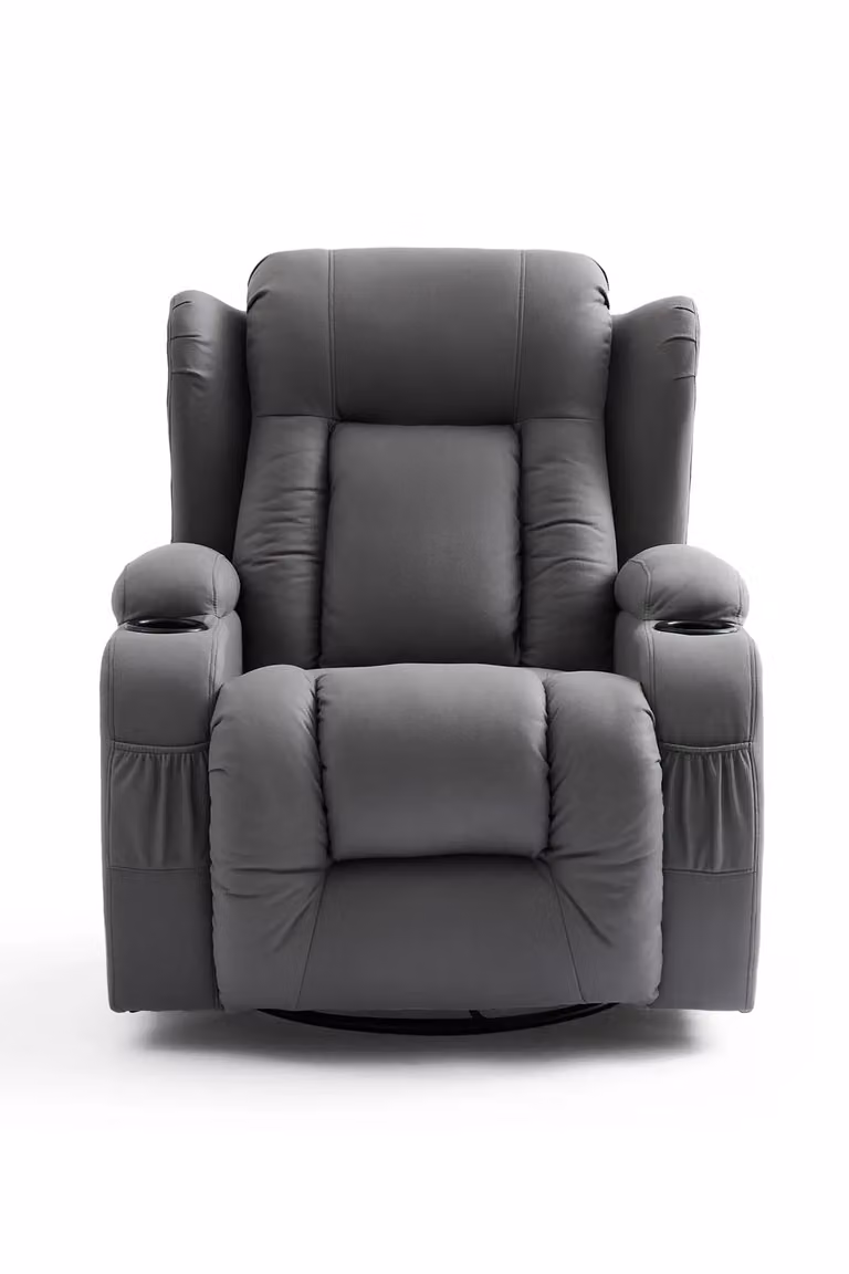 More4Homes Caesar Grey Fabric 3-Piece Manual Recliner Sofa Set Including 2-Seater Sofa and Armchair