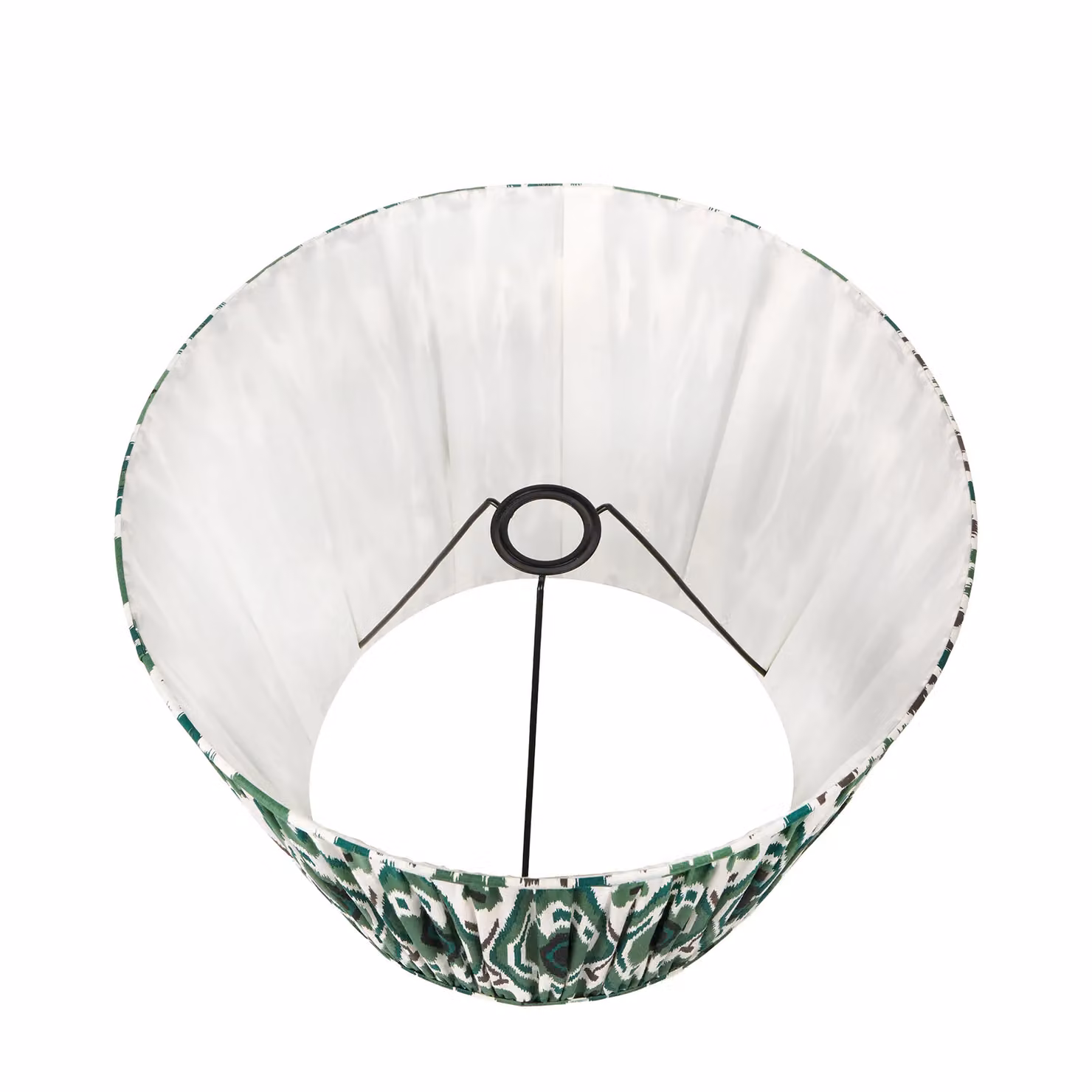 Ruma Green Ikat Patterned Pleated Tapered Fabric Shade for Floor Lamps, Diameter: 40.64 cm – 4
