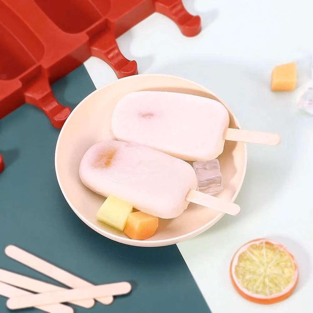 PAWNORA Red Silicone Ice Lolly Mould with 2 x 4 Cavities – 3