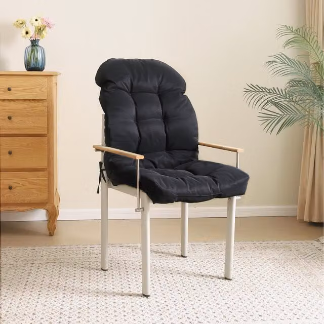 Lifeideas Black Waterproof Outdoor Chair Cushion with Ties, Width: 110 cm