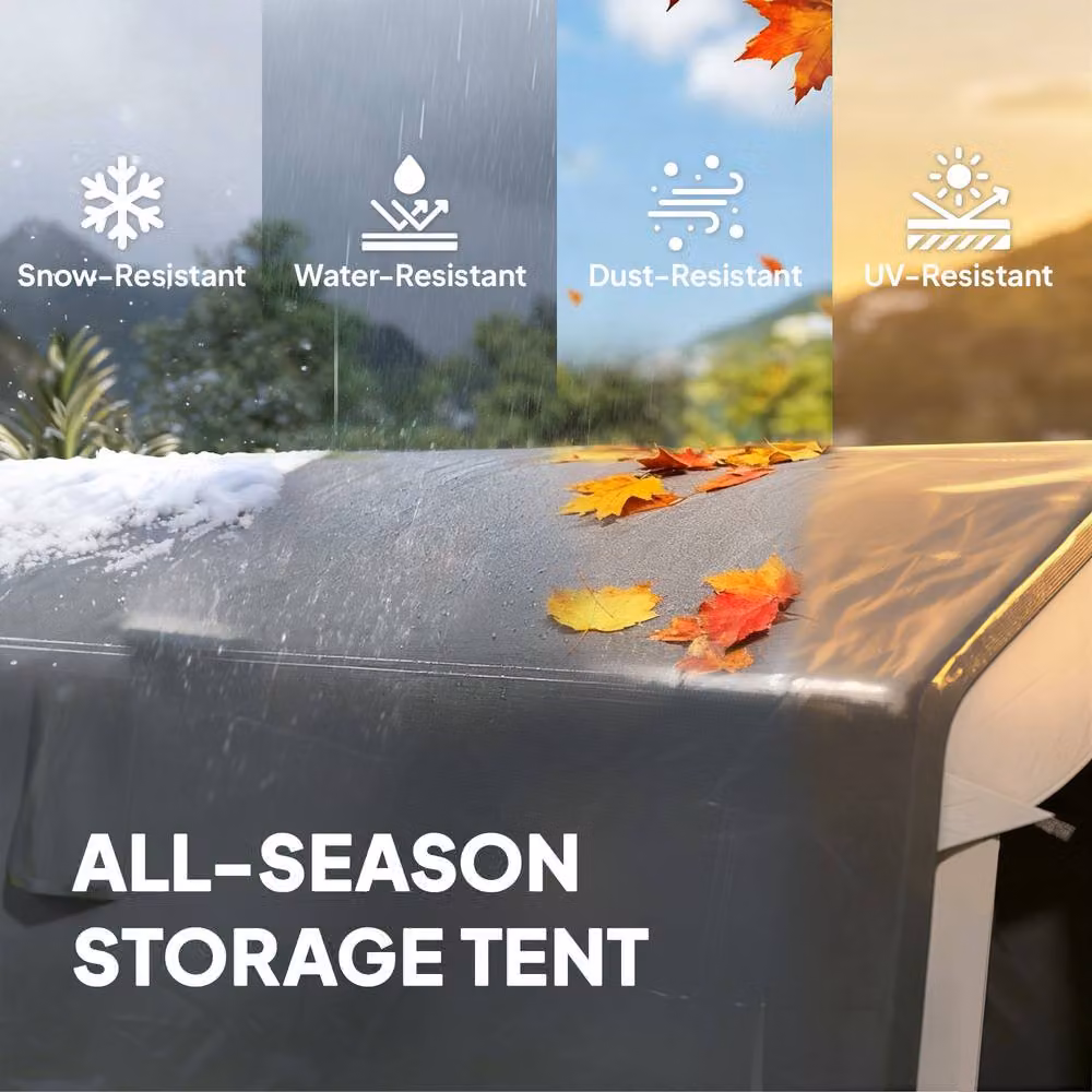 Outsunny Grey Galvanised Steel Garden Storage Shed with Single Door, W: 240 cm, D: 180 cm, H: 180 cm – 4