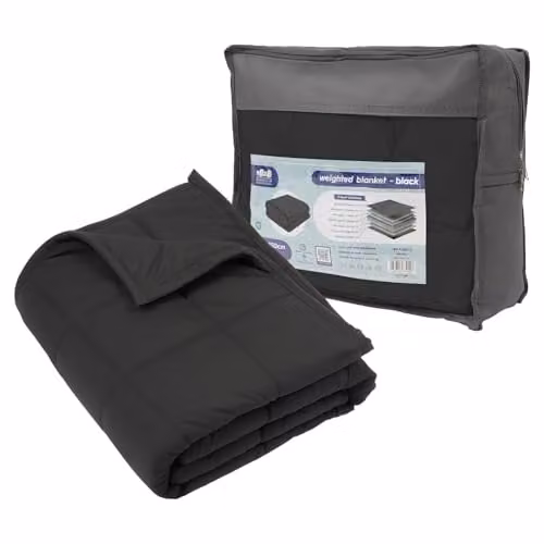 Harbour Housewares Black Weighted Blanket with Glass Bead Filling and Storage Box, W: 125 cm, D: 150 cm, 4kg