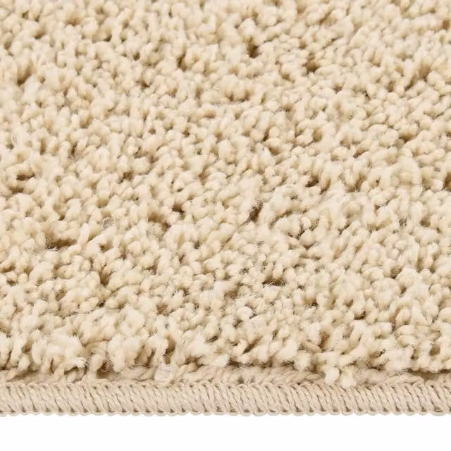 Berkfield Home Shaggy Round Rug in Beige, Diameter: 100 cm