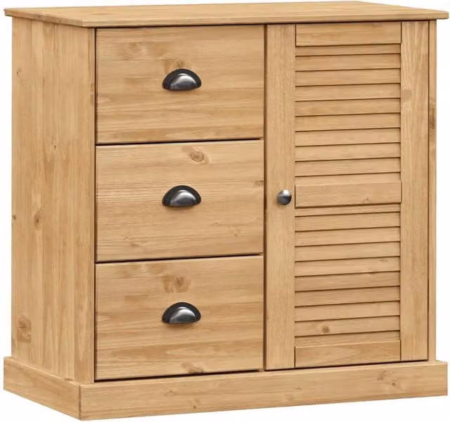Berkfield Home VIGO Sideboard with Drawers in Brown Solid Pine Wood, W/D/H: 78 x 40 x 75 cm