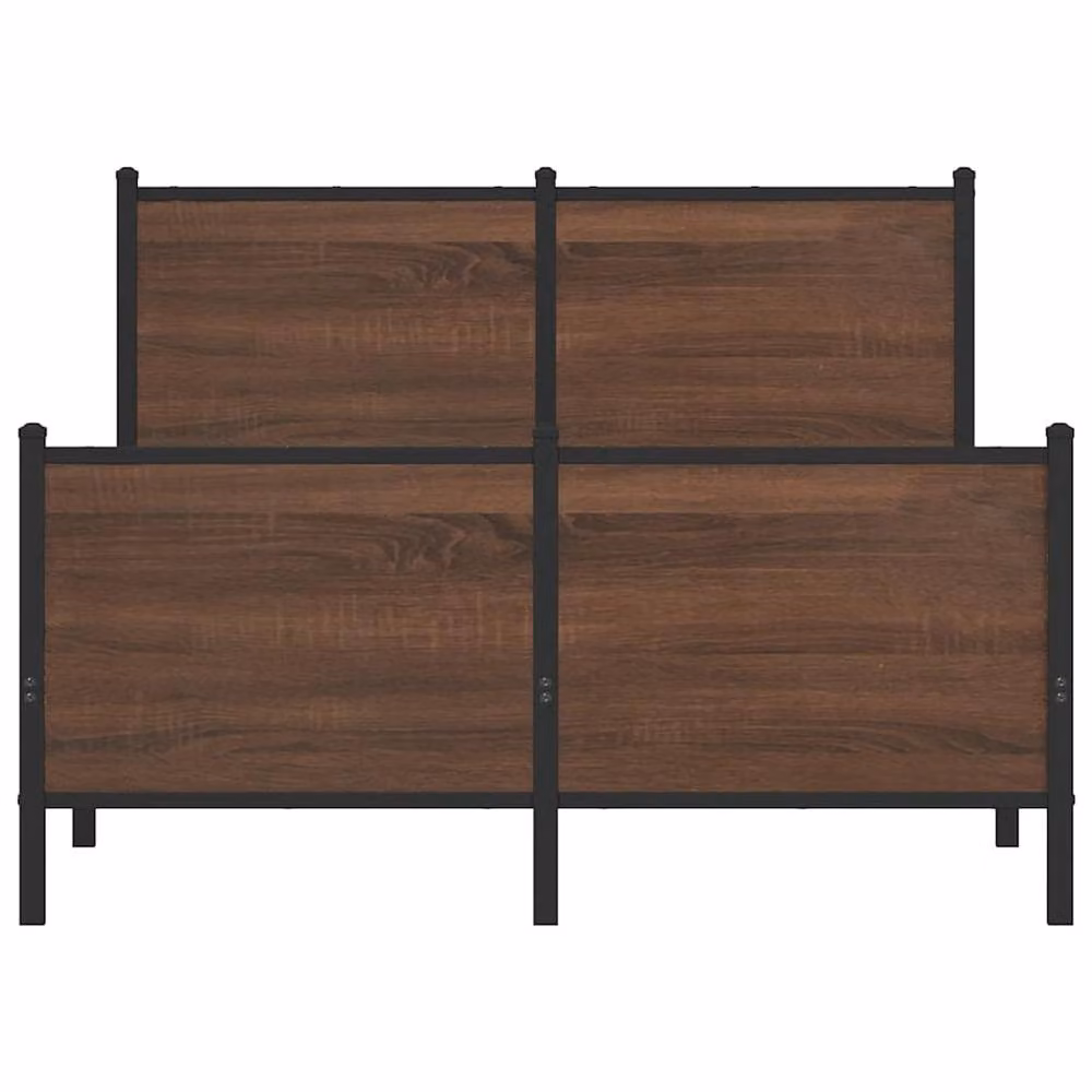 Berkfield Home Metal Bed Frame in Brown Oak, W/D/H: 120 x 200 cm – 4
