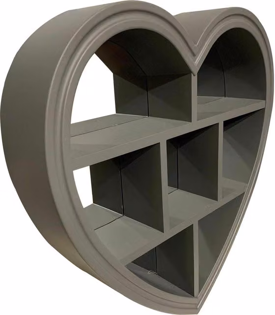 DEENZ Grey Heart Mirror Decorative Wall Shelf