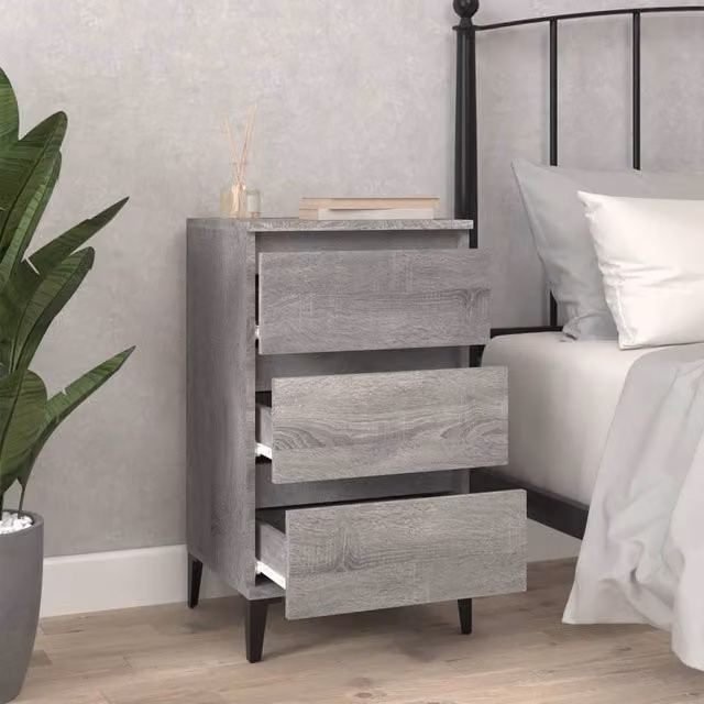 Berkfield Home Grey Sonoma Bedside Cabinet W: 40 cm, D: 35 cm, H: 70 cm – 1