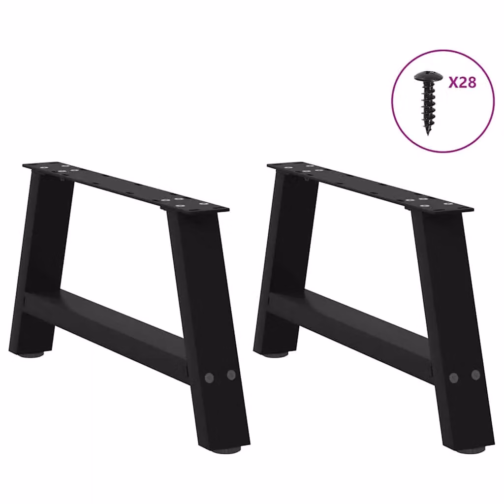Berkfield Home A-Shaped Coffee Table Legs, 2 Piece Set, Black Matt Steel, H: 60 cm, W: 31 cm – 2