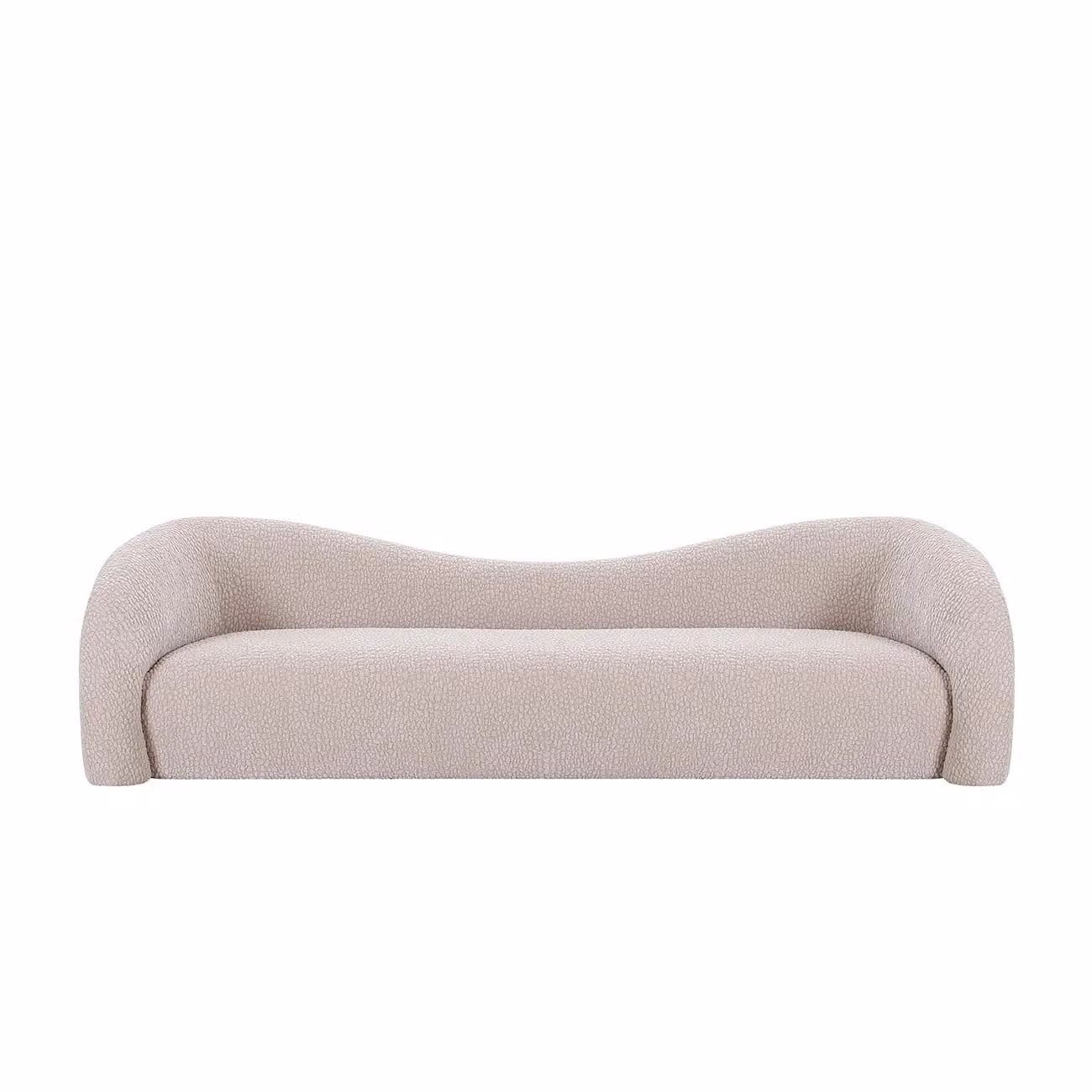 Dome Deco AMANA Upholstered Art Deco Sofa in Pink and Beige