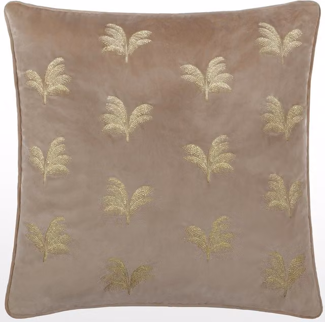 Make It A Home Floral Embroidered Velvet Square Cushion Cover in Brown and Beige