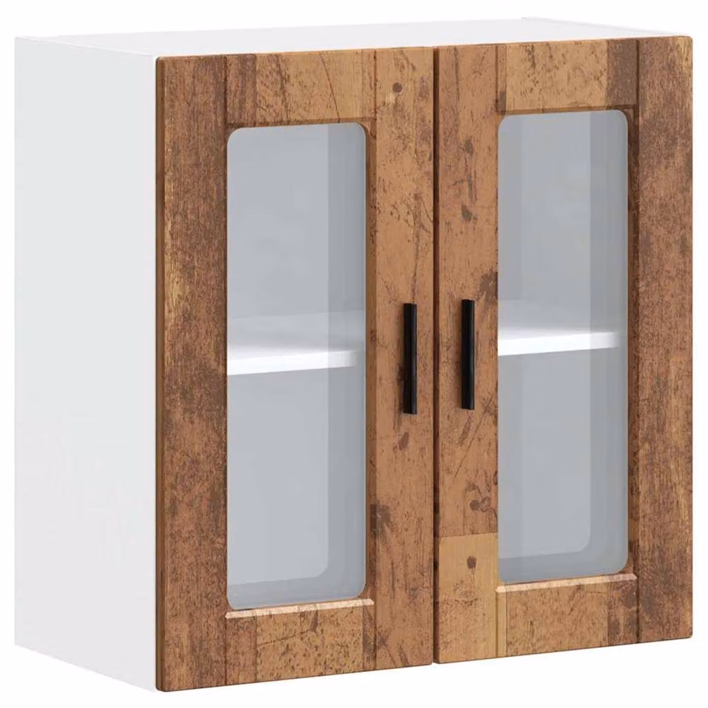 Berkfield Home Porto Old Wood Kitchen Wall Cabinet with Glass Doors in Brown – 2