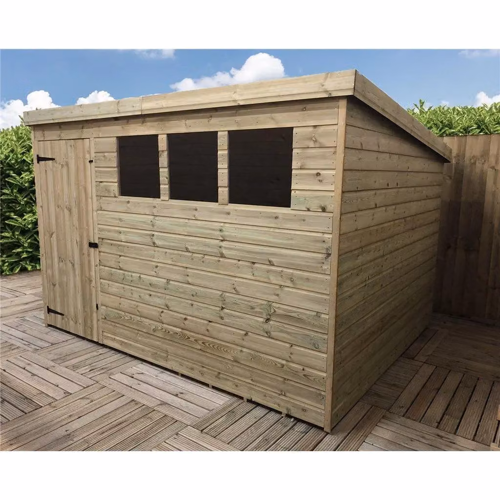 Marlborough Pressure Treated Pent Garden Shed with Single Door in Natural – 3