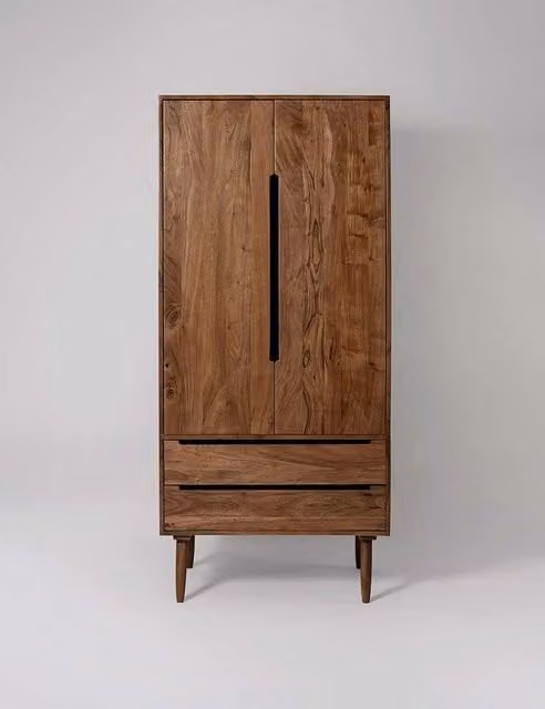 Swoon Southwark Acacia Wood 2 Drawer Wardrobe in Brown
